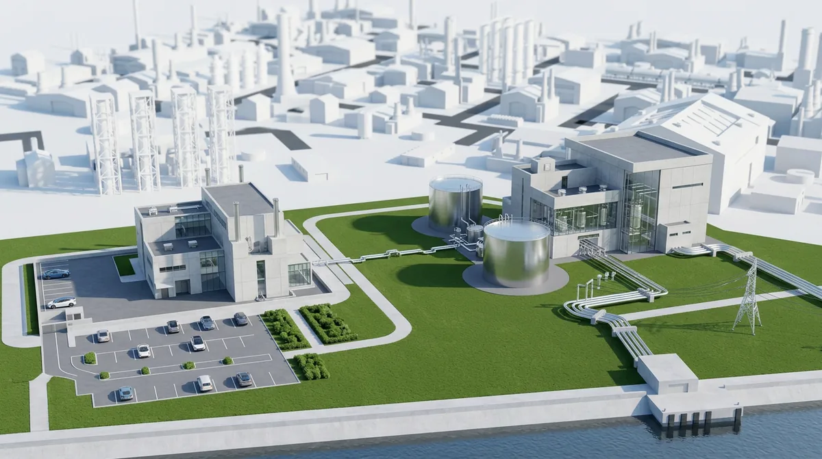 Vue 3D du site du réacteur modulaire HEXANA