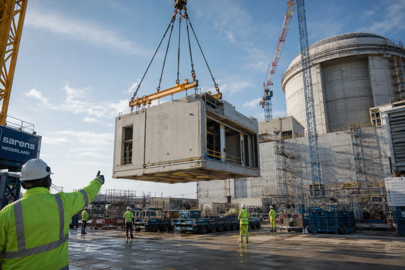 Levage d'un module préfabriqué de grande dimension sur un chantier nucléaire